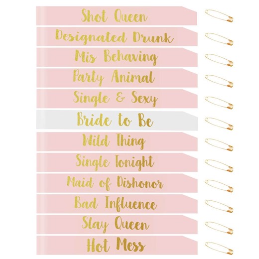 Bachelorette Party Sash Set, Team Bride, Rose Gold Lettering, 12-piece - Etsy