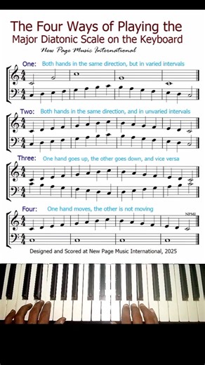 27K views · 390 reactions | ⚠️ Listen To the Four Ways of Playing the Major Diatonic Scale on the Keyboard  ‎If you call these, the four kinds of motion, you aren't wrong. But motion is often used in the domain of tonal harmony and counterpoint. ‎#keyboardmusic ‎#musictheory #musiceducation, #keyboardmusic #keyboardharmony #majordiatonicscale #similarmotion #parallelmotion #contrarymotion #obliquemotion ‎ | New Page Music International | Facebook