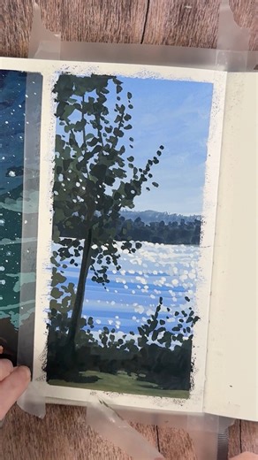 This painting was much easier than the last, but it was definitely more in my comfort zone! I’m filling this page with paintings based on vacation photos 💫 #artreel #paintingreel #landscapeart #paintingvideo | Kelley Vivian Art