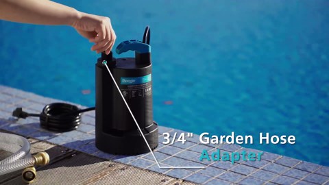 Submersible Water Pump 1/6 HP, 1850GPH Thermoplastic Sump Pump Basement Portable Electric Utility Water Pump Removal for Pool Draining Hot Tubs Garden Pool Cover Pond