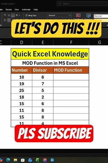 MOD Function in excel | MOD Formula in Excel