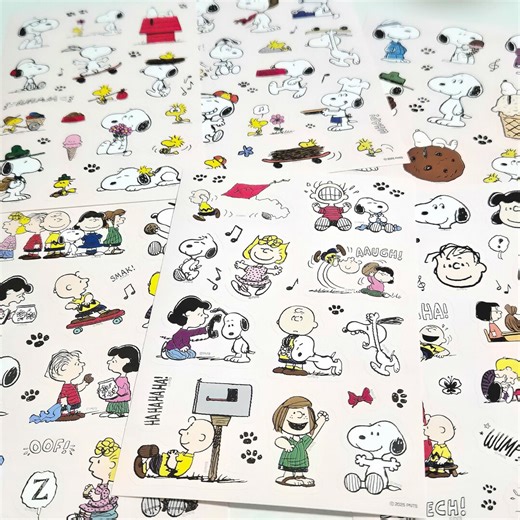Snoopy & Peanuts Sketch Sticker Set (6 Sheets), Charlie Brown Bujo, Craft Supply, Planner - Etsy