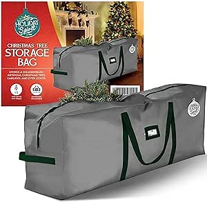 HOLIDAY SPIRIT Christmas Tree Bag - Heavy-Duty and Waterproof 9ft Christmas Tree Storage Bag - 600D Oxford Material Protects from Dust and Moisture with Reinforced Handles and Dual Zipper (Charcoal)