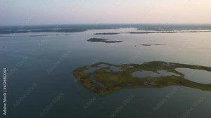 Drone shot of the Bogue Sound in North Carolina