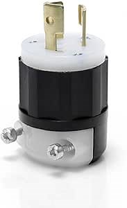 Leviton 15 Amp, 125 Volt, NEMA L5-15P, 2P, 3W, Locking Plug, Industrial Grade, Grounding, 4720-C, Black-White