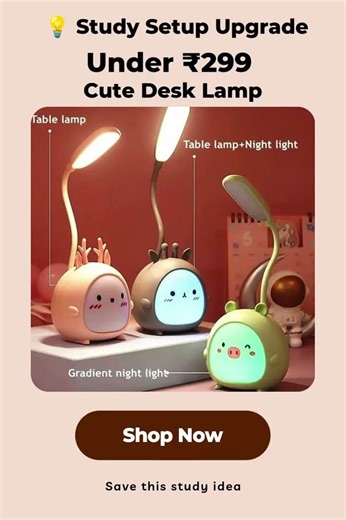 Study Setup Upgrade 💡 Cute Desk Lamp Under ₹299