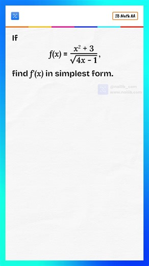 Bro, calculus really is gym for your brain Here the only thing getting ripped is the function We take a messy function, rewrite it smartly, apply product rule chain rule, simplify, and boom — clean f dash of x in simplest form. If differentiation ever felt scary, this is your sign to slow it down step by step. Like, follow & save for more math that actually makes sense. #Calculus #Differentiation #IBMath #MathTok #MathReels #STEMEducation #MathSimplified #LearningMadeEasy #StudentLife #brainwork