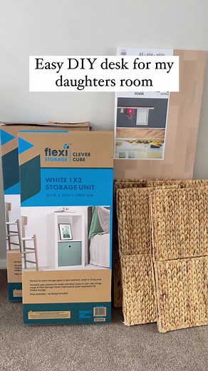 Easy DIY desk using cube units and a timber panel from @Bunnings 😊 Stay tuned for part 2 #bunnings #bunningswarehouse #bunningsinspo #bunningshack #diy #diyproject #easydiy #tiktokdiy #kids #kidsroom #kidsroomideas #kidsroominspo #home #interior #trending #fyp #foryoupage