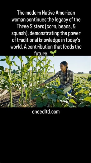 Native American Roots on Instagram: "Roots of Resilience. This is more than farming—it's a story of science, sustainability, and Indigenous genius. The modern Native American woman continues the legacy of the Three Sisters (corn, beans, & squash), demonstrating the power of traditional knowledge in today's world. A contribution that feeds the future. 🌱 ​. . . . #ThreeSistersGarden #IndigenousAgriculture #NativeStrong #ModernWoman #RegenerativeFarming #FoodSovereignty #NativeAmericanWoman #Indig
