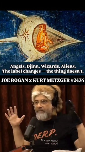 UAP Global | UFO & Disclosure News on Instagram: "🚨 When aliens, wizards, and consciousness start overlapping… One of the most interesting moments on the Joe Rogan Experience is Kurt Metzger unpacking a deceptively simple idea: 👉 Labels are conceptual prisons. The moment we name something — alien, angel, demon, god — we trap it inside a story our brain already understands. That’s why across history we keep seeing the same phenomenon, but filtered through different cultural lenses: • Religious 