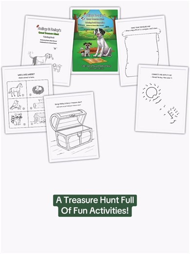 A Treasure Hunt Full Of Fun Activities With Mazes, Matching, And Creative Play From Bailey & Daisy’s Great Treasure Hunt Coloring Book That Keeps Kids Learning And Engaged Available Now On Amazon #BaileyAndDaisy #GreatTreasureHunt #KidsActivities #ColoringBookForKids #DogDad