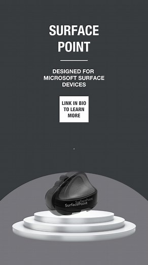 SurfacePoint. Designed for Microsoft Surface devices. Like all of our own-grip mice, SurfacePoint was built with the end-user in mind. If you’re a Microsoft Surface user then SurfacePoint is for you. SurfacePoint’s unique form and innovative software make it a portable powerhouse! The 1,800 dpi sensor tracks on virtually any surface (including the palm-rest of your keyboard), giving you pin-point accuracy that a trackpad, touchscreen or stylus could never achieve. Learn more by clicking here: ww
