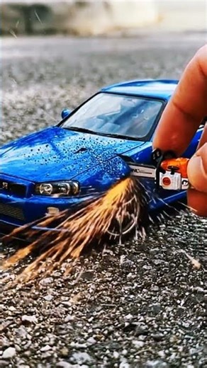 Mini Chainsaw vs Nissan Skyline R34 Model — Cut Test! 😲🔥 #shorts