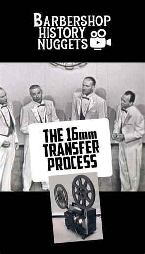 Flashback Friday! Today we thought we'd show a bit of the process of transferring 16mm film reels. This reel featuring Town and Country Four from the 1963 International convention in Toronto was donated to us by the family of Mike Sisk, the son of Town and Country Four tenor Leo Sisk. We have already published this Town and Country Four performance back in 2016 which was pulled from an older transfer-to-analog tape format sometime in decades past. By using newer equipment and transfer techniques