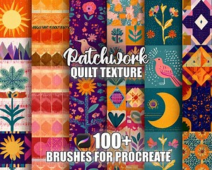 Patchwork Quilt Procreate Brushes: 100 Seamless Texture Patterns (instant Download) - Etsy