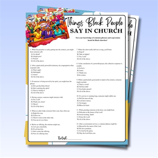 Black Church Sayings Game | Printable Party Activity (instant Download) - Etsy UK