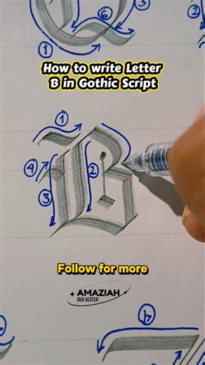 HOW TO WRITE Letter B in Gothic Script ✒️👀 #shorts