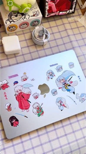 Decorating My New MacBook Air with Anime Stickers ✨