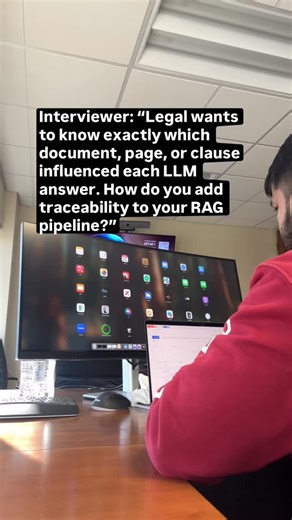 Ganesh | AI Engineer on Instagram: "In enterprise RAG, “retrieved from XYZ.pdf” is NOT enough. Legal & compliance teams want precise provenance — clause, page, section, and even bounding boxes. Here’s how real teams build traceable RAG: ⸻ 1️⃣ Store rich metadata at ingestion Every chunk must store: • document ID • section/clause ID • page number • PDF bounding box • version ID + timestamps This ensures every chunk points back to the exact source location. ⸻ 2️⃣ Retrieval must return metadata, no