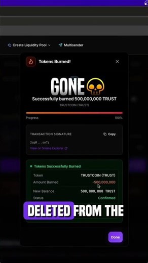 Burning 500M crypto tokens in 10 seconds #solana #crypto #mintcraft #defi