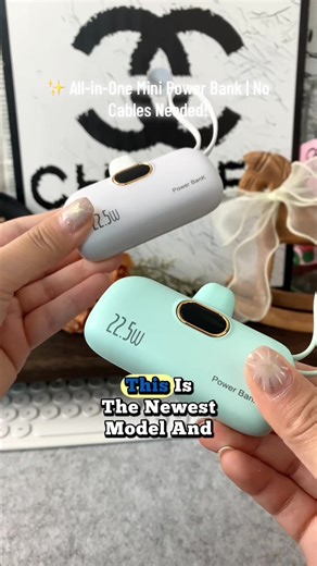 Compact Power Bank with Built-in Cords for On-the-Go