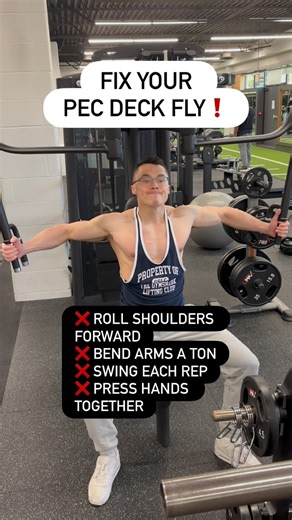 Unlock the Full Power of Your Pec Deck Fly 💥 The pec deck is amazing for chest growth but only if your form’s dialed in. Common mistakes I see: ❌ Arms bent too much 👉 tension shifts off the chest ❌ Leaning forward 👉 turns it into more of a press ❌ Shoulders rolling forward 👉 limits chest engagement ❌ Swinging with momentum 👉 your muscle isn’t doing as much work this way Here’s how to fix it: ✅ Keep your shoulders down and back ✅ Upper back flat against the pad ✅ Sit tall with a proud chest 