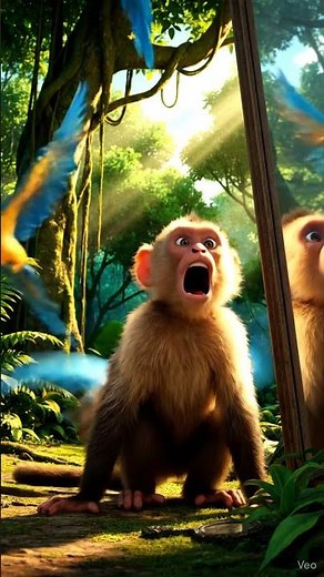 Monkey Sees Himself in a Mirror for the First Time. #shorts #veo3 #aivideo #aitools
