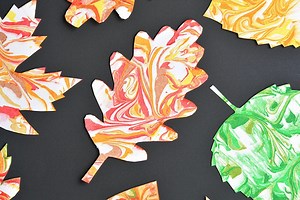 Marbled Fall Leaves Painting | Fall Leaf Shaving Cream Art