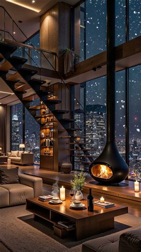 Cozy Night Apartment Ambience ❄️ Smooth Jazz Piano & Fireplace Sounds for Deep Sleep