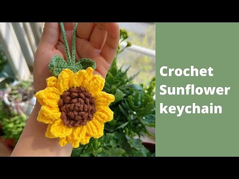 How to Crochet a Sunflower Keychain 🌻 Crochet Sunflower Tutorial | Crochet Flower Keychain