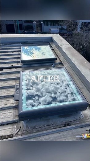 Before & After ✨We replaced the old, dull acrylic skylight with a modern Velux FCM fixed skylight.