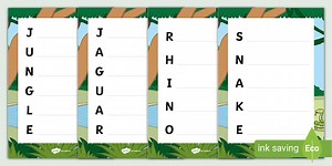 Jungle Themed Acrostic Poem Templates