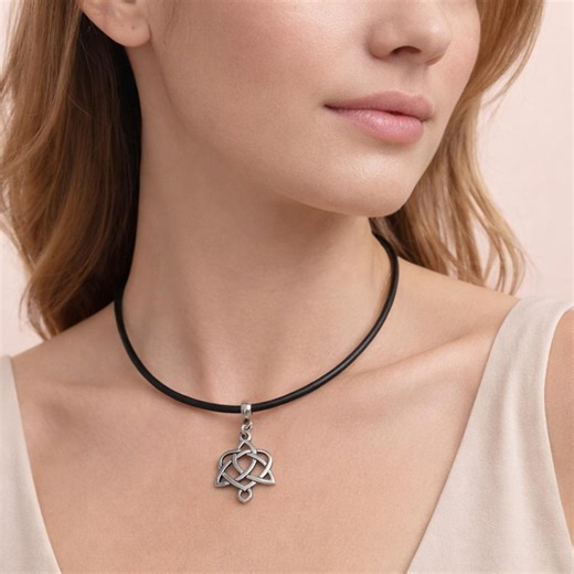 Celtic Knot Necklace | 20 Inch Black Leather Cord, Pagan Jewelry - Etsy