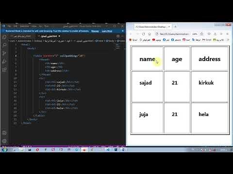 18- المسافة بين الخلايا وابعاد الخلايا HTML | cellpadding & cellspacing