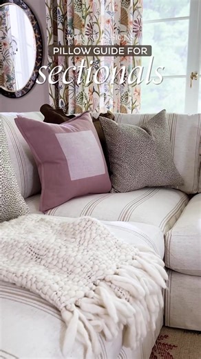 Give your sectional sofa an aesthetic upgrade with these pillow placement tips! ✨💖 • Use solids in the back for a soft backdrop 🌸 • Add large-scale patterns for a bold touch 🎉 • Mix in small-scale patterns for delicate detail 🌿 • And don’t forget to add weight to the corners for a perfectly polished finish ✨🛋️ #ballarddesigns #myballardstyle #decoratingtips #pillows #sofa