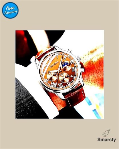GENEVA High Quality Men's Luxury Belt Fashion Quartz Watch Men Round Business Student Sport Water...