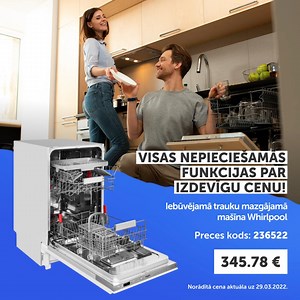 Iebūvējamā trauku mazgājamā mašīna Whirlpool WSIO 3T223 PCE X pati par sevi ir budžeta pirkums. Taču tā palīdzēs papildu ietaupīt līdzekļus pateicoties ūdens tīrības sensoram! 💦 Atkārtoti izmanto ūdeni un nomaina, kad tas kļūst nederīgs trauku mazgāšanai. Neskatoties uz kompakto izmēru, varēsi nomazgāt līdz 10 trauku komplektiem vienlaicīgi 🍽✔️ 🔹 automātiski izvēlas vēlamo programmu (veselas 7) un temperatūru 🔹 funkcija "atliktais starts" 🔹 pusslodzes režīms 🔹 sāls indikators un daudz citu