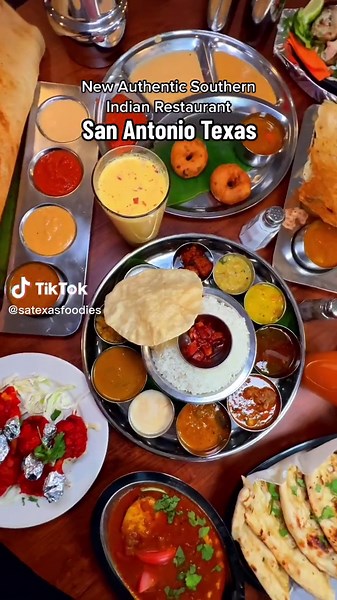 New Authentic Southern Indian Restaurant Lunch special Starting at 13.99 - 15 different dishes in 1, so you can try everything! We really loved the RAVA MASALA DOSA because it’s so fun to eat with all the dipping sauces, the chicken lollipop, and the other chicken dishes were flavored to perfection! Would you go? Let me know in the comments! 📍The Madras Indian Cuisine 7080 Bandera Rd, San Antonio, TX 78238