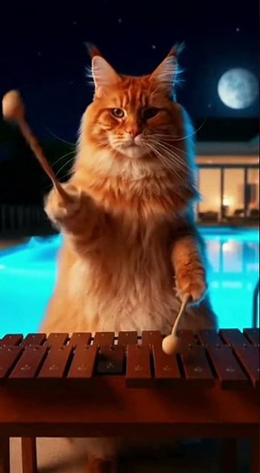 Midnight Cat on Xylophone