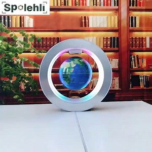 4 Inch Blue World Map Globe with LED Lights, Floating Globe, Good Gift for Students, Men, Fathers, Teachers, Birthday Present