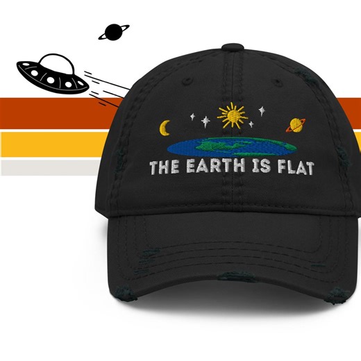 Flat Earth Society Dad Hat: Embroidered Conspiracy Theorist Cap - Etsy