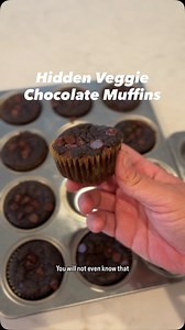 Hidden Veggie Chocolate Muffins: 2 eggs 1 cup mashed banana 1 cup grated carrots 1 cup loosely packed spinach or kale 1 zuchinni, chopped 3 tbsp hemp seeds (optional) 1/4 cup melted coconut oil or butter 1/3 cup maple syrup or honey 1 tbsp vanilla extract 2 tsp apple cider vinegar 1 cup all purpose flour (can also use GF) 1 tsp baking soda 1 tsp baking powder 1/4 cup cocoa powder 1 tsp ground cinnamon 1/2 tsp salt 1/2 cup chocolate chips on top (optional) Combine all ingredients (except chocolat