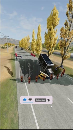 Dropping Cars & Buses Into a Massive Hole! - BeamNG.drive #shorts #beamngdrive #beamngshorts #crash