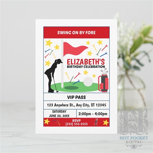 Golf Birthday Invitation, Golf Party Invite for Women, Custom Birthday Invitation, We Edit for You, Printable Digital File - Etsy