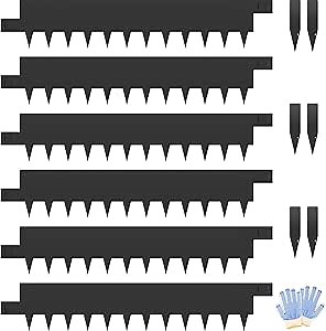 6PCS 6 Inch Metal Landscape Edging,Metal Garden Edging with 6 Clips,40 Inch Steel Landscape Edging for Garden Fence, Paver Edging, Lawn and Yard (20 Feet Total Length)