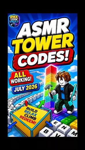 🚨 ALL WORKING Build an ASMR Tower Codes! (July 2026) #roblox #codes