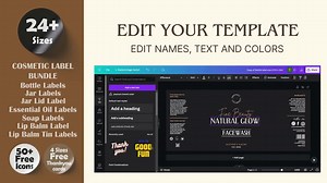 Editable Cosmetic Label Templates, Stylish Cosmetic Product Label Template, Custom Body Product Label, Custom Body Product Label, Jar Labels - Etsy