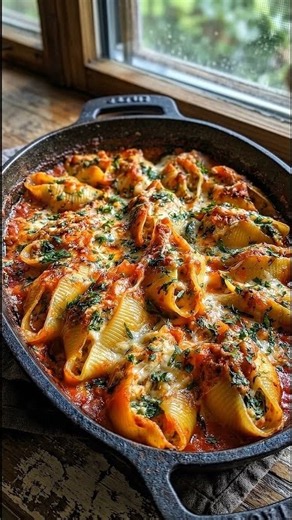 🧀🍝 Cheesy Stuffed Shells with Ground Beef | Easy Baked Pasta Dinner
