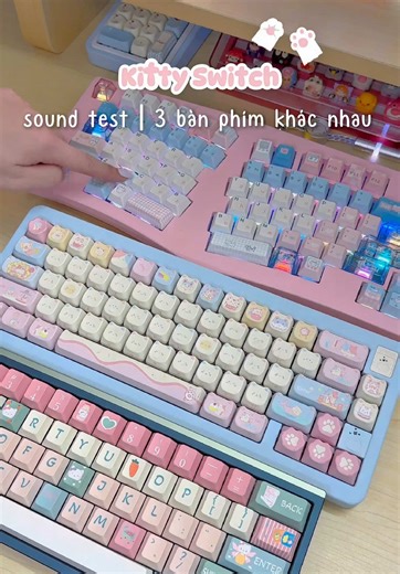 Kitty switch 🐾 Sound test trên 3 bàn phím khác nhau: 1️⃣ Feker Alice75 — Soulcat Electronic Meow keycaps, PC plate, full foam 2️⃣ Mode Tempo — Kitty Cherry keycaps, FR4 plate, no foam 3️⃣ Dino65 — KiiBOOM Cat Paradise keycaps, POM plate, full foam #keyboard #banphim #typingasmr #typing #banphimco