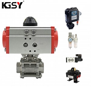 [Hot Item] Three-Piece Ball Valve with Double Acting Pnuematic Actuator Female Thread 1/2" 1/2" 1" 2" 3" 4" Limit Switch Box